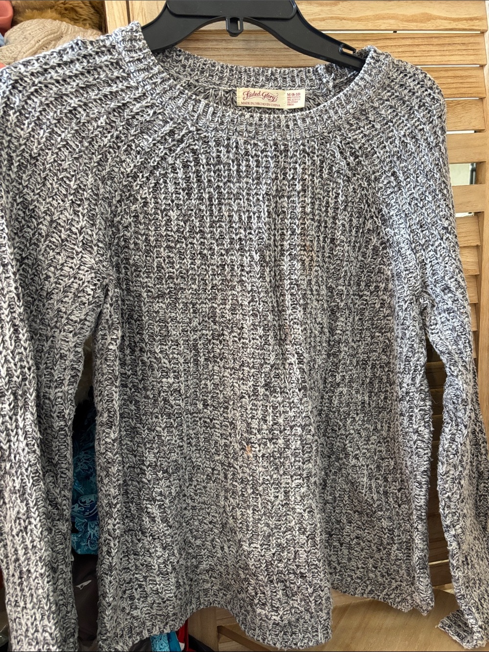 Faded Glory Gray Marled Crewneck Sweater Medium